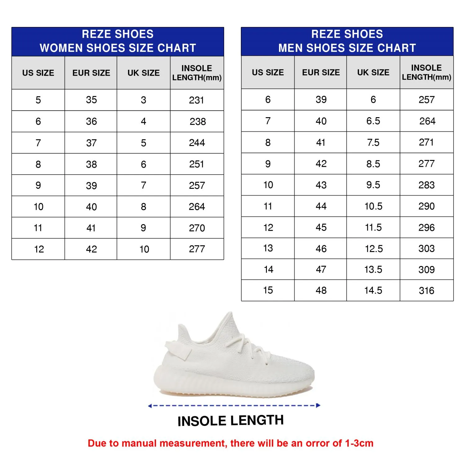 Mens and Womens size