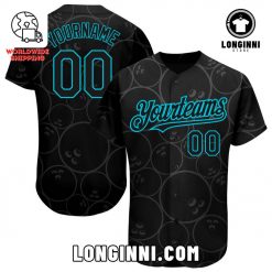 Custom Black Lakes Blue Bowling Ball Authentic Baseball Jersey