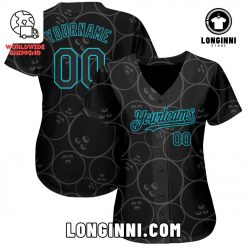 Custom Black Lakes Blue Bowling Ball Authentic Baseball Jersey