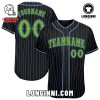 Custom Black White Pinstripe GreenWhite Authentic Baseball Jersey