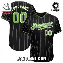 Custom Black White Pinstripe GreenWhite Authentic Baseball Jersey