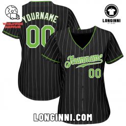 Custom Black White Pinstripe GreenWhite Authentic Baseball Jersey