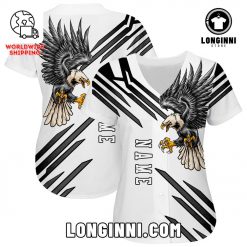 Custom WhiteBlack 3D Eagle Authentic Baseball Jersey