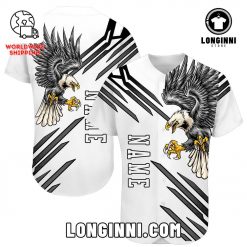 Custom WhiteBlack 3D Eagle Authentic Baseball Jersey