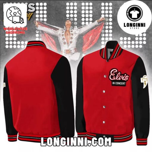 Elvis In Concert Red and Black Baseball Jacket