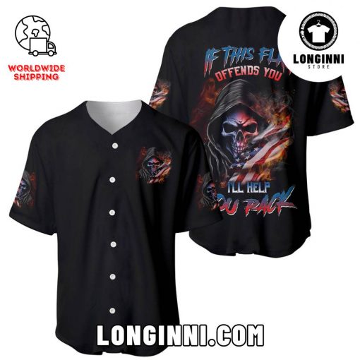 Custom 3D Skull – If This Flag Offends You – Help You Pack Baseball Jersey