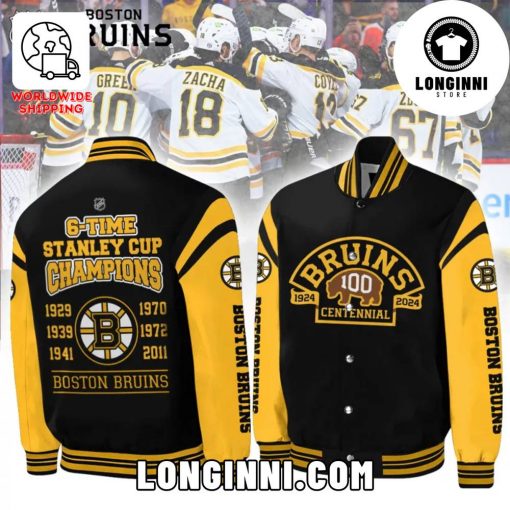 NHL Boston Bruins 6 Time Stanley Cup Champions Baseball Jacket