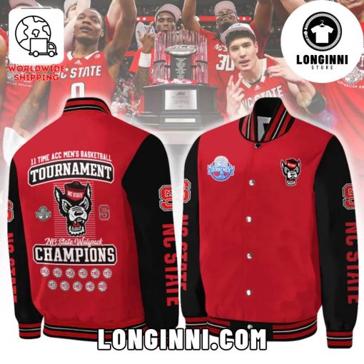 NC State Wolfpack ACC Basketball Conference Tournament Champions 2024 Bomber Baseball Jacket