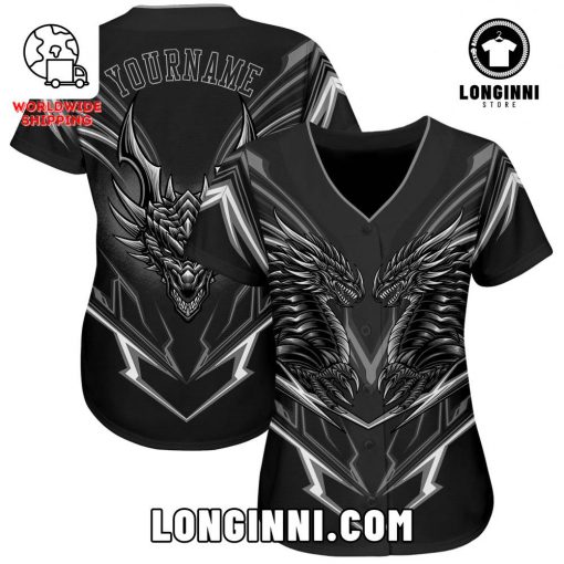 Custom 3D BlackGray Monster Authentic Baseball Jersey