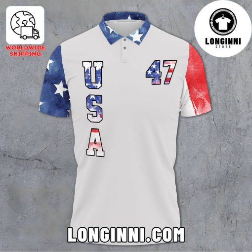 Donald Trump 47 Pro Trump American Flag Polo Shirt