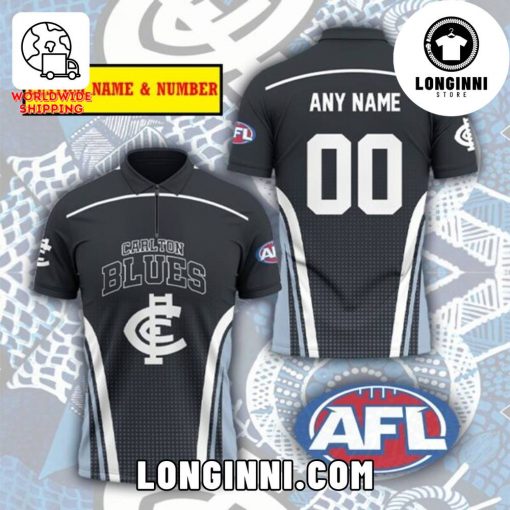 Carlton Blues AFL Custom Name Polo Shirt