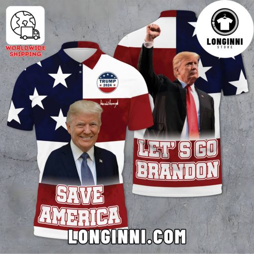 Lets Go Brandon Trump – Save America Polo Shirt