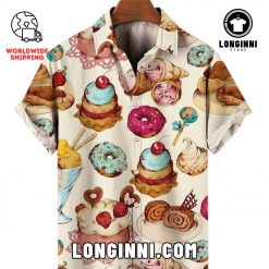 Dessert Food Art Print Colorful Hawaiian Shirt