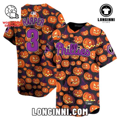 Phillies Pumpkin Halloween Harper Fans Baseball Jersey